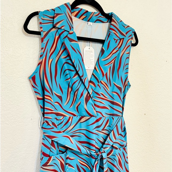 Teal Tiger Print Dress - Picture 3 of 9